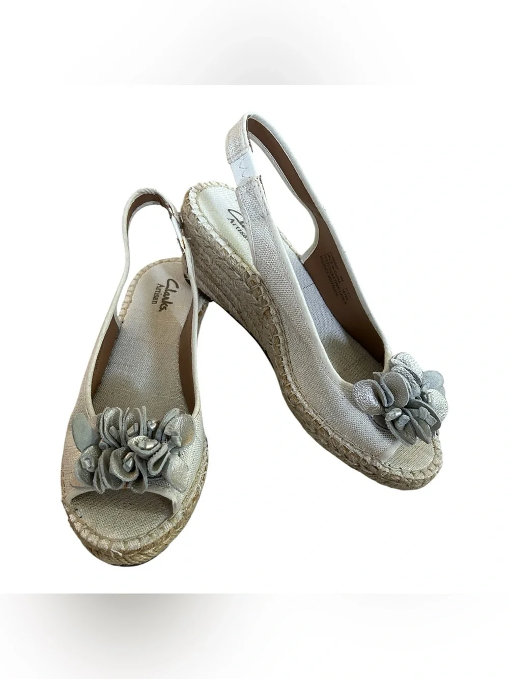 CLARKS Artisan Petrina Corra Espadrille Wedge Sandals Sz 6 Boho Resort Travel